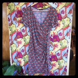 Floral pattern faux wrap dress